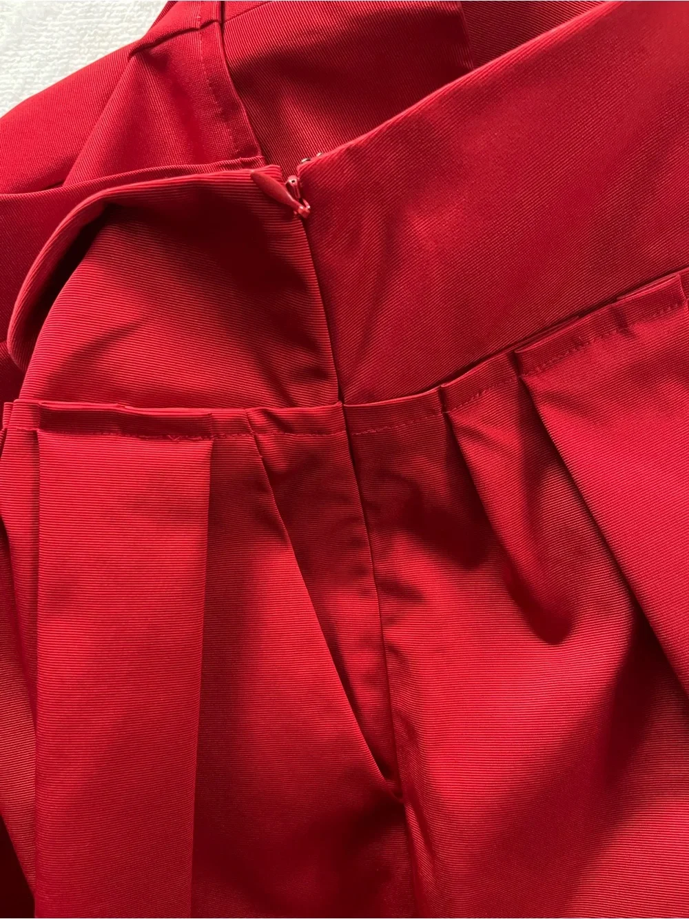Ann Taylor Crimson Red Pleated Taffeta Mini Skirt Size 0 NWT High Waist Pockets